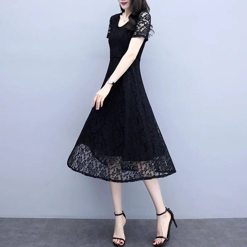 黑色蕾丝连衣裙女2023夏装新款短袖名媛气质显瘦大码女人味鱼尾裙,女装/女士精品,连衣裙,淘宝优惠券,粉丝福利购,淘宝优惠卷