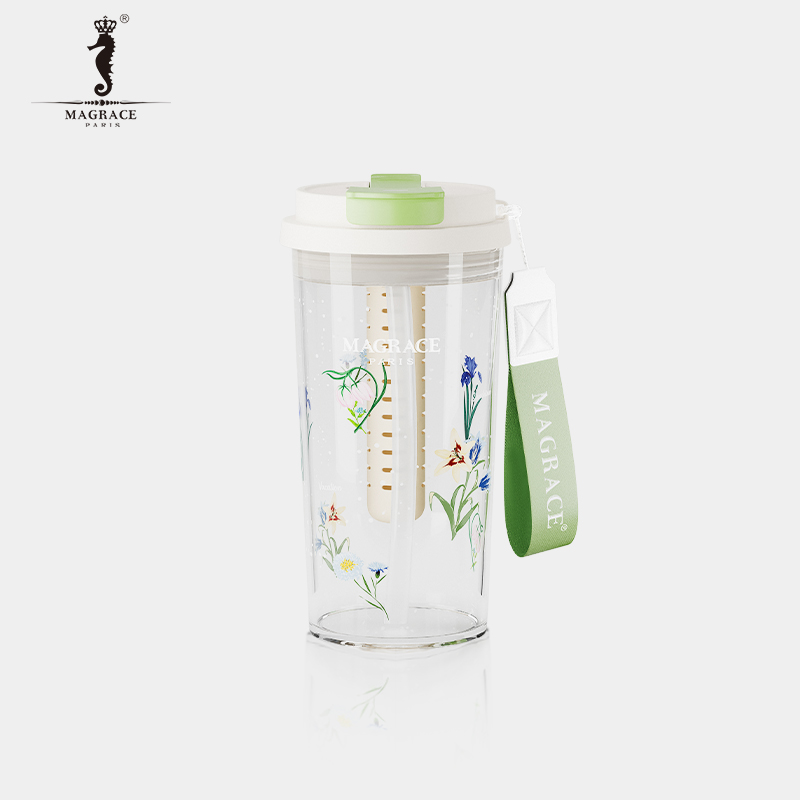 马芮诗水杯女塑料吸管杯随行便携