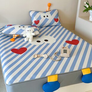 立体脚脚床笠款冰丝凉席o1.5m1.8卡通大眼怪凉感丝抗菌透气空调软