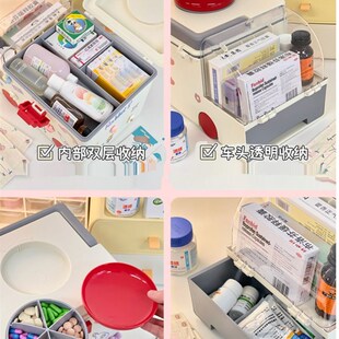 家用收纳箱可爱药j品收纳盒儿童桌面药箱宝宝药物箱子医药箱家庭