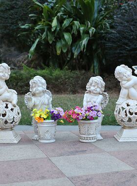 户外花园庭院装饰品玻璃纤维园林景观小品雕塑天使花盆W小区别墅