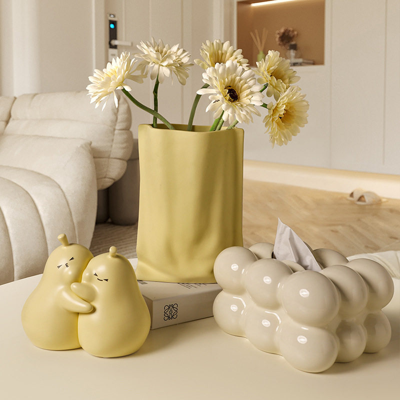 韩国incs风奶油风花瓶纸巾盒摆件创意客厅电视柜酒柜桌面装饰品,家居饰品,装饰摆件,淘宝优惠券,粉丝福利购,淘宝优惠卷