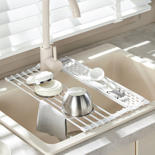 厨房水槽边沥f水架碗碟盘收纳沥水篮洗碗槽水池碗架可折叠置物架