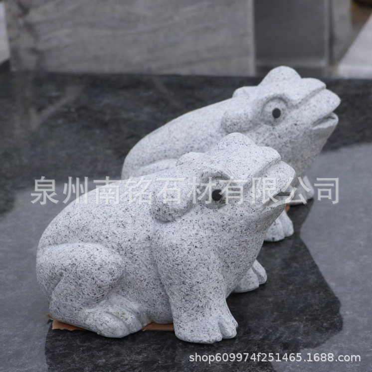 广场石头喷水青蛙 寺庙水池石雕金蝉蛤蟆摆件 大理石吉祥石蛙