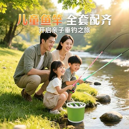 远离手机户外公园河钓虾钓螃蟹竿抓鱼神器儿童钓鱼竿小鱼竿全套