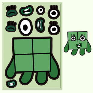 16张数字积木俄罗斯方块拼图贴纸趣味儿童玩具创意换脸益智贴画