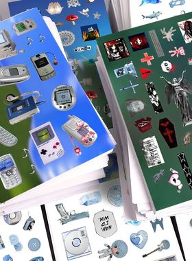 梦核拼贴】344张古早梦核贴纸书元素贴纸千禧年旧时代咕卡贴贴diy