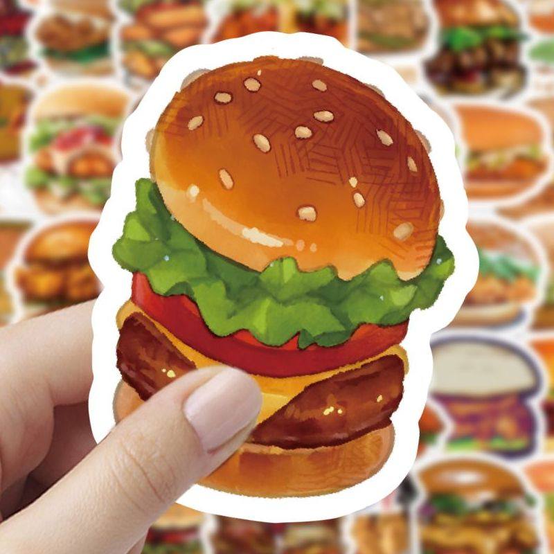 120张汉堡炸鸡贴纸个性创意彩绘美食涂鸦diy手账桌面贴画防水,文具电教/文化用品/商务用品,贴纸/立体贴纸,淘宝优惠券,粉丝福利购,淘宝优惠卷