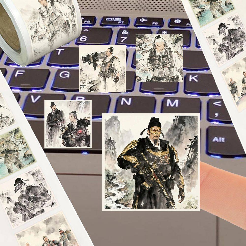 恶搞创意三角洲水墨卷卷贴热门游戏搞怪手绘抽象梗图趣味封口贴