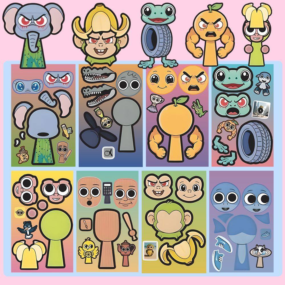 美国山海经换装贴纸tungtungtungsahur儿童创意贴画沙雕拼图玩具,文具电教/文化用品/商务用品,贴纸/立体贴纸,淘宝优惠券,粉丝福利购,淘宝优惠卷