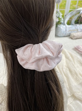 原创手作蓝色粉色波点大肠发圈发圈针织韩系bm百搭满天星头绳柔软