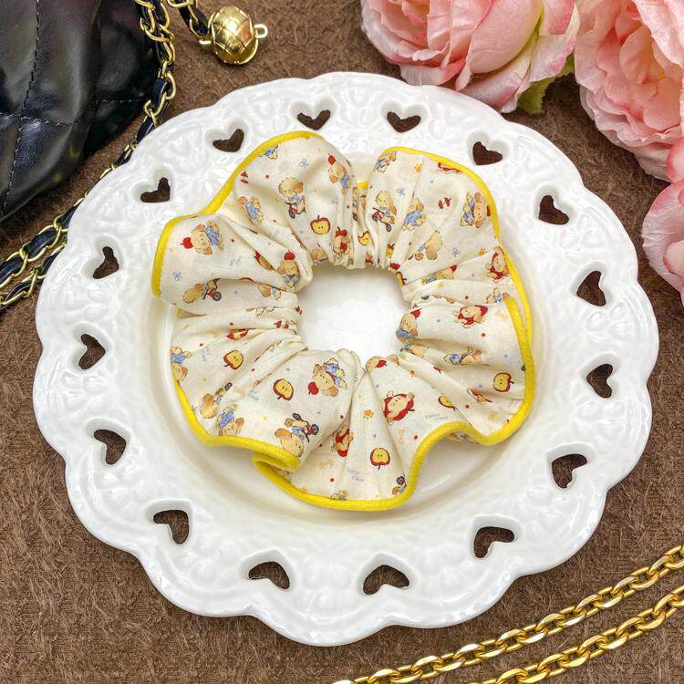 新款大肠发圈卡通黄色包边苹果小狗甜美头绳手作肠圈头绳皮筋发绳