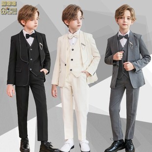 儿童西装礼服男童主持钢琴演出秋冬西服男孩花童婚礼走秀朗诵服装