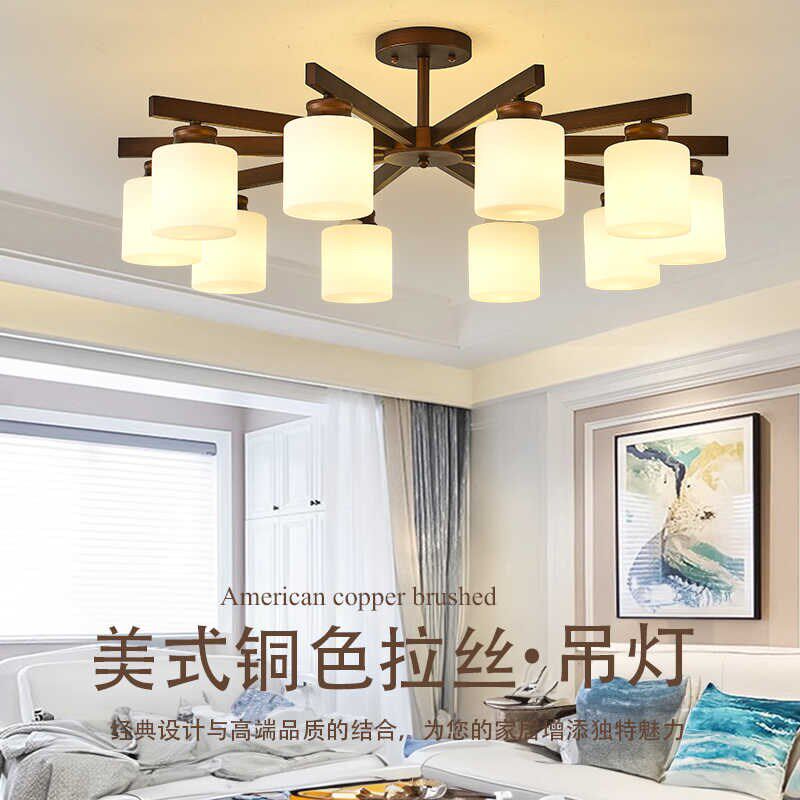 美式客厅吊灯铁艺餐厅吸顶灯田园简约温馨复古卧室家用灯具