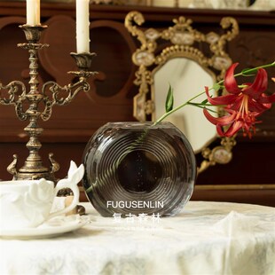 复古森林高级感设计师款玻璃花瓶家居民宿样板间桌面鲜花水培花器