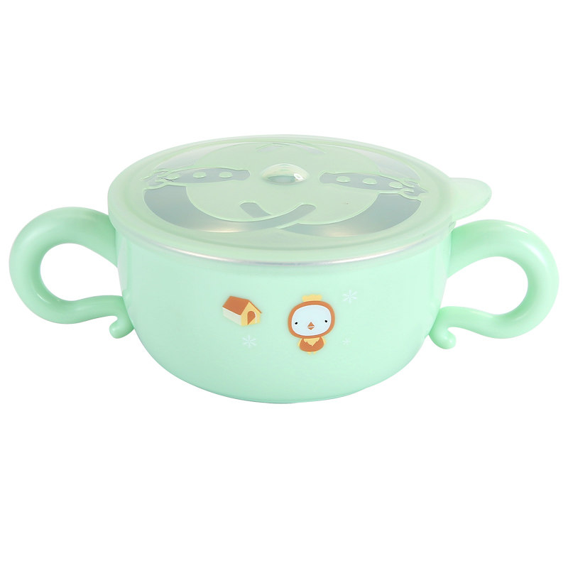 宝宝碗婴儿辅食碗304不锈钢防摔双层隔热带盖卡通双耳儿童餐具碗,婴童用品,儿童餐具,淘宝优惠券,粉丝福利购,淘宝优惠卷