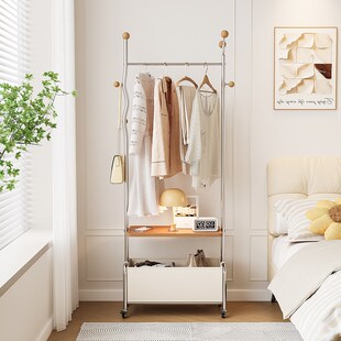 创意衣帽架轻奢高级衣架卧室落地家用收纳置物架床头柜挂衣架一体