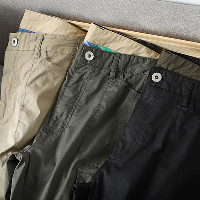 美式军旅风!轻工装 挺括!轻薄加弹水洗棉质收口小直筒休闲长裤