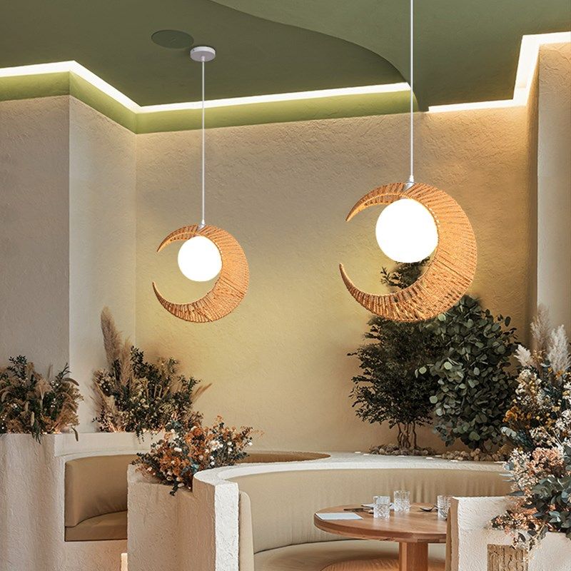 餐厅吊灯创意个性北欧麻绳店铺温馨吧台餐桌吊灯民宿客栈简约灯具