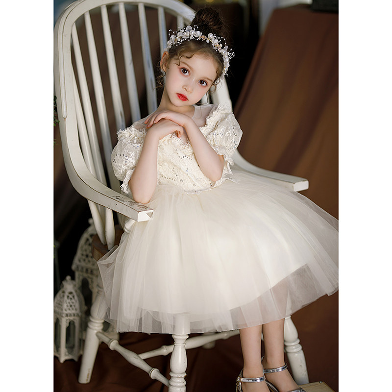 花童婚礼小女孩礼服女童公主裙主持人儿童婚纱生日钢琴表演奏高端