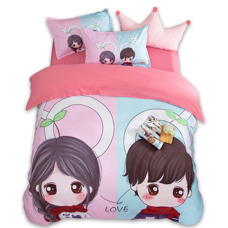 定做网红卡通靓男美女情侣婚庆床品枕套学生宿舍单个枕头罩大枕袋