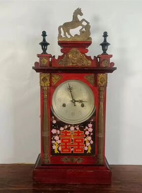 民俗怀旧老物件马头钟老挂钟座钟民俗馆展览摆件道具复古怀旧摆件