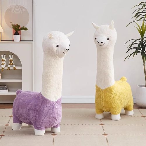 儿童小凳子羊驼玩偶坐椅客厅落地摆件休闲沙发凳创意卡通动物椅子