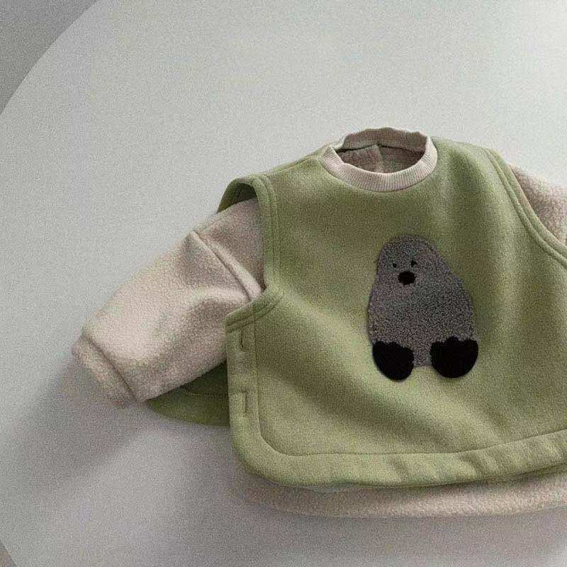 婴幼儿加绒马甲男童背心女宝宝上衣可爱动物加厚小外套2022款童装