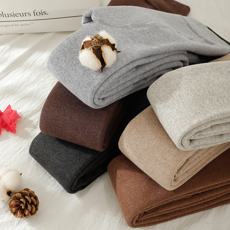 螺旋纹加长打底裤女冬175高个子超长纯棉条纹加绒加厚踩脚连裤袜