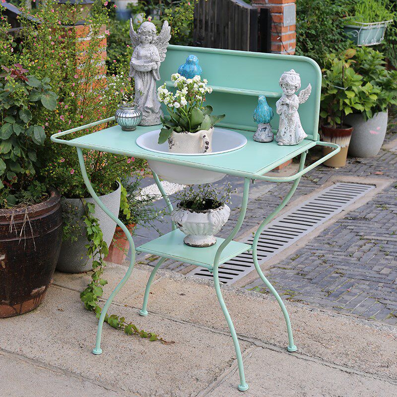 岛拉田园铁艺花架花盆架园艺庭院阳台置物架收纳架带盆立架装饰架