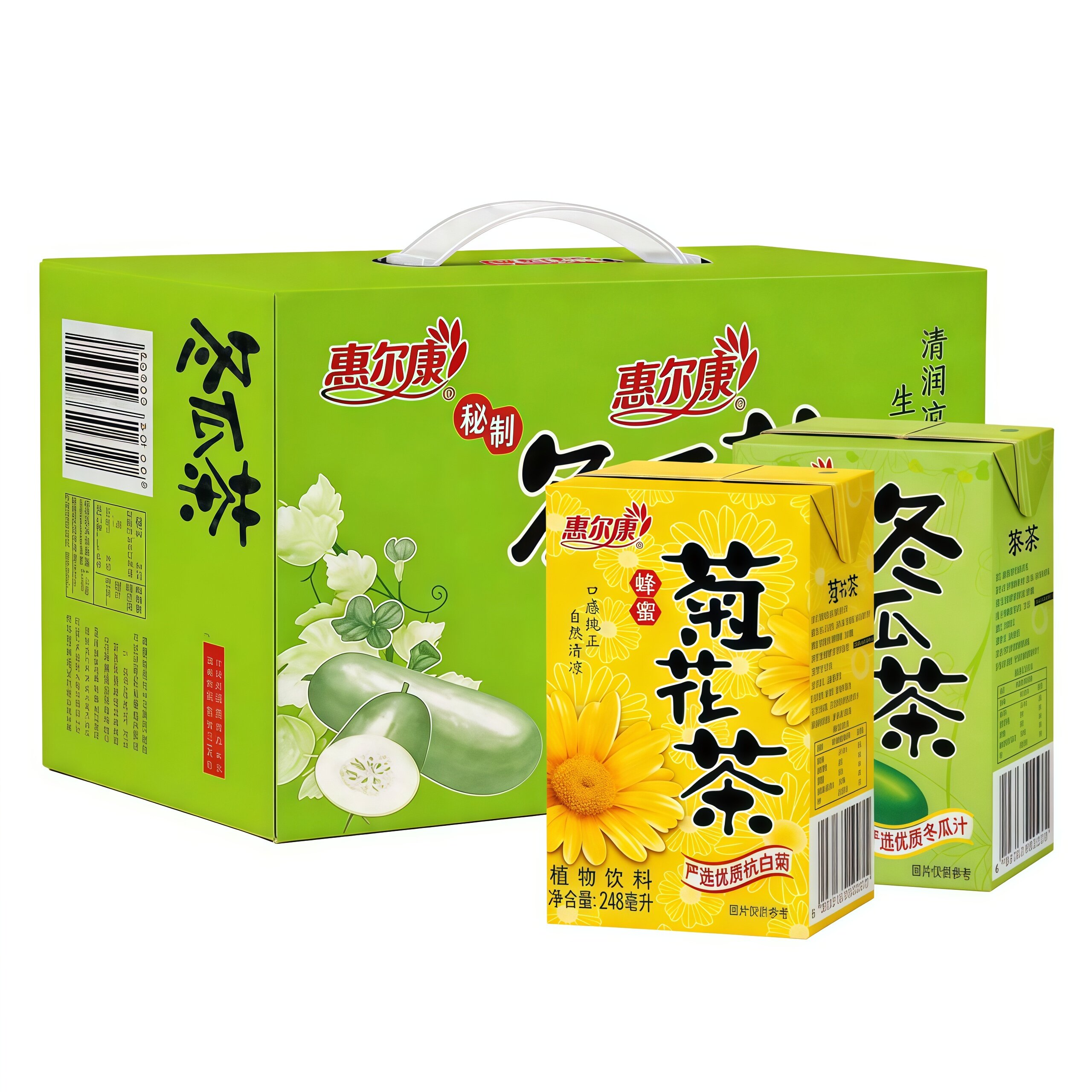 惠尔康菊花茶248ml*24盒整箱冬瓜茶果蔬味饮料菊花茶芦柑果味饮料