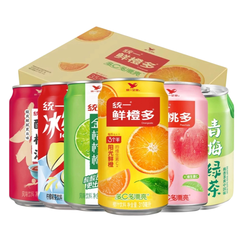 统一冰红茶310ml*24罐鲜橙多饮料