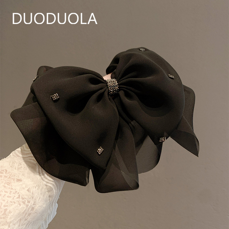 气质高级感时尚黑色蝴蝶结发夹