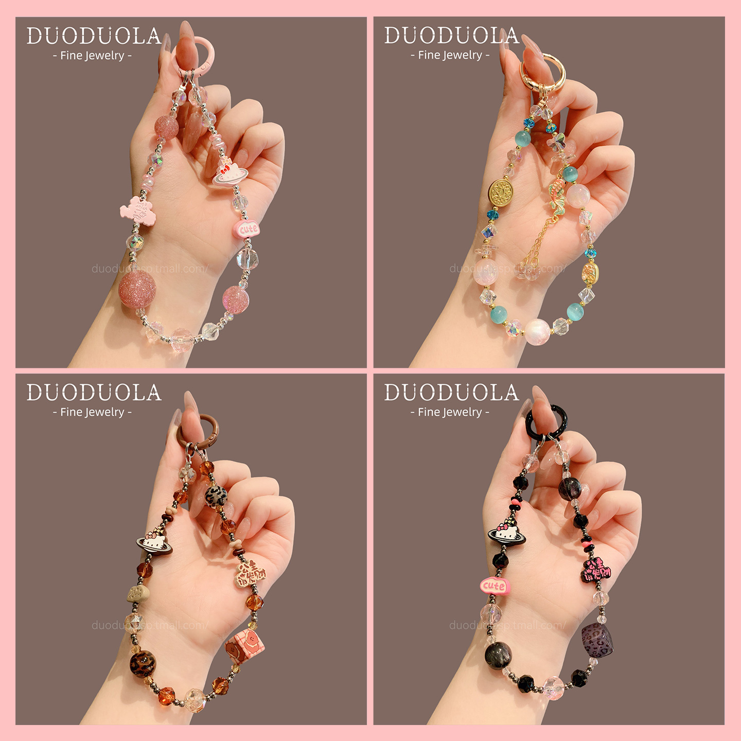 创意轻奢手机链水晶串珠手机挂件钥匙扣新品车钥匙扣包包挂件饰品