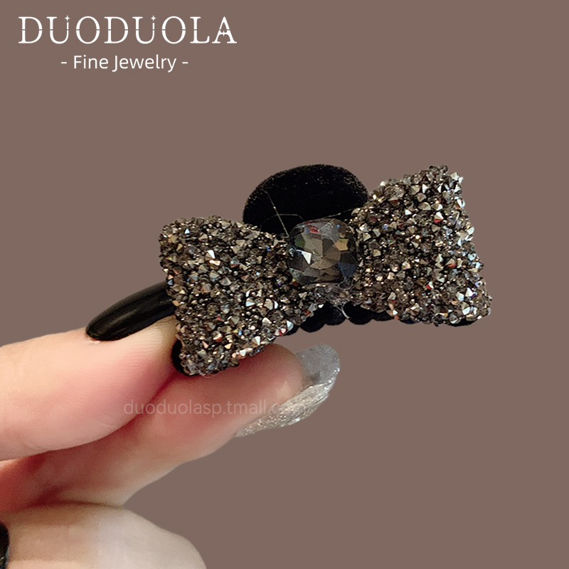 韩版复古蝴蝶结小抓夹新款满钻百搭发卡高级感公主头发饰女刘海夹