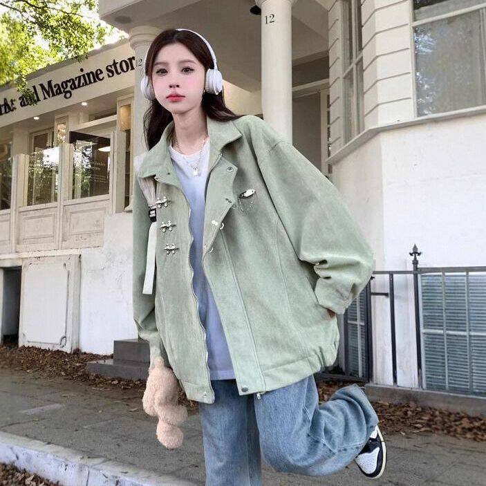 美式复古翻领外套女chic
