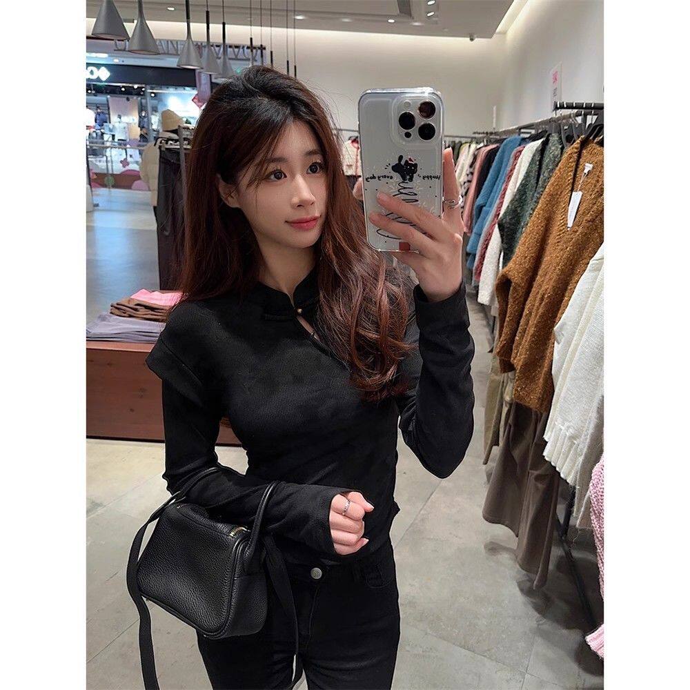 大码复古新中式国潮旗袍风收腰显瘦百搭高级感t恤设计感上衣女