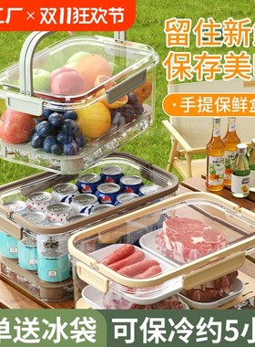 速发办升级手提便携保鲜盒户外密游便当盒新公野餐零食水果春封盒