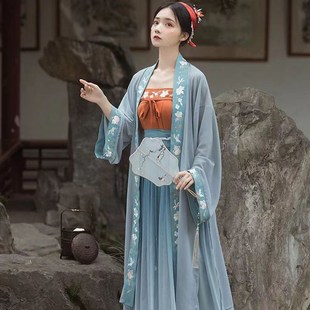 速发制秀古装 诃子裙齐腰仙气飘逸七夕走宋文艺汇演高中运动会入场