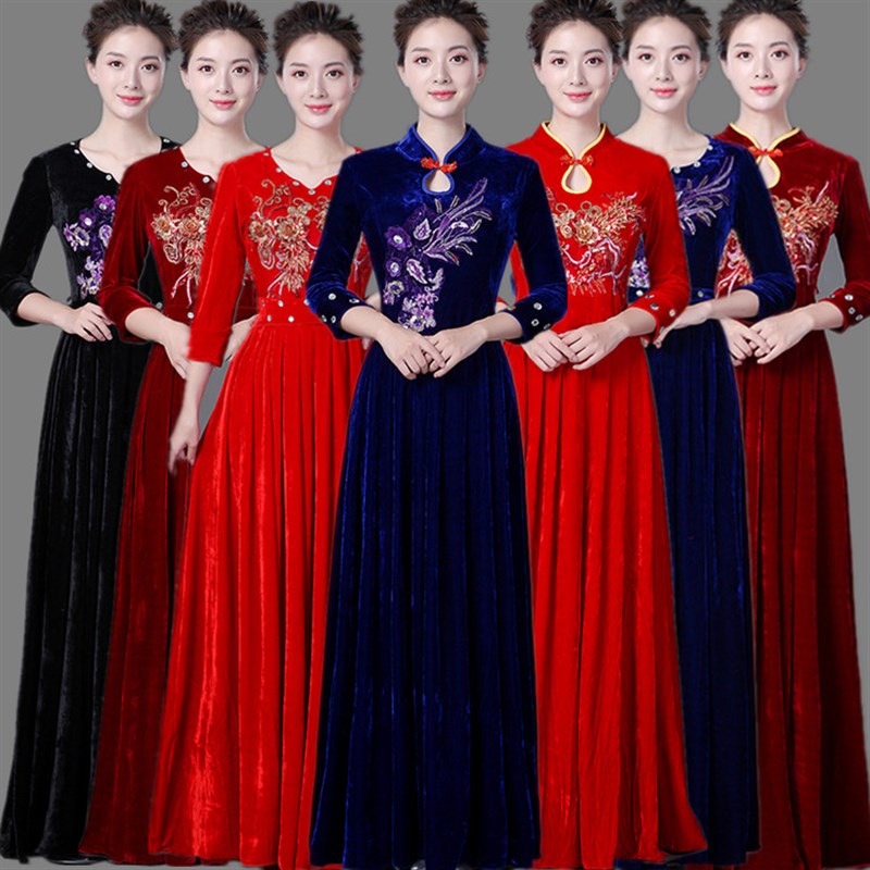 速发合唱服长裙大团裙大合成摆演出服装唱人表演连衣裙长款礼服