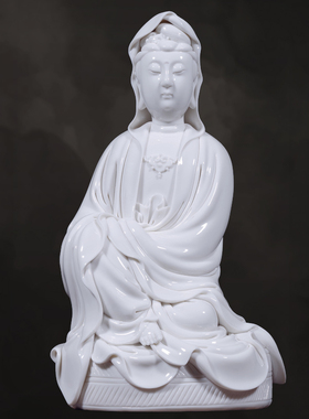 速发南海观奉菩萨佛像供音家用德化白瓷品世音菩萨像工艺礼品摆饰