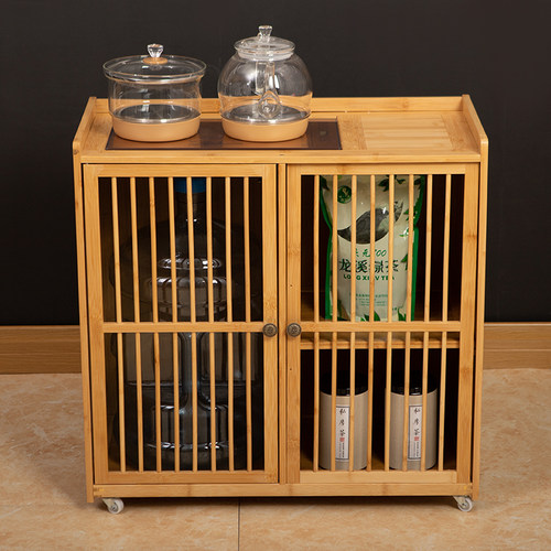 茶柜茶水柜新中式客厅实木家用办公室茶台茶边柜移动餐边柜烧水柜