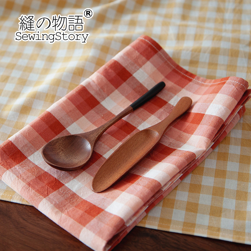 缝物语日式简约格子水洗棉布艺餐布餐垫巾便当布美食拍照糖果系