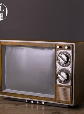 复古老式黑白电视机模型道具酒吧餐厅饭店服装店铺橱窗装饰品摆件