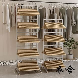 衣服架子多層褲 收納神 店放衣架收納層架可移動收納童裝 不銹鋼服裝