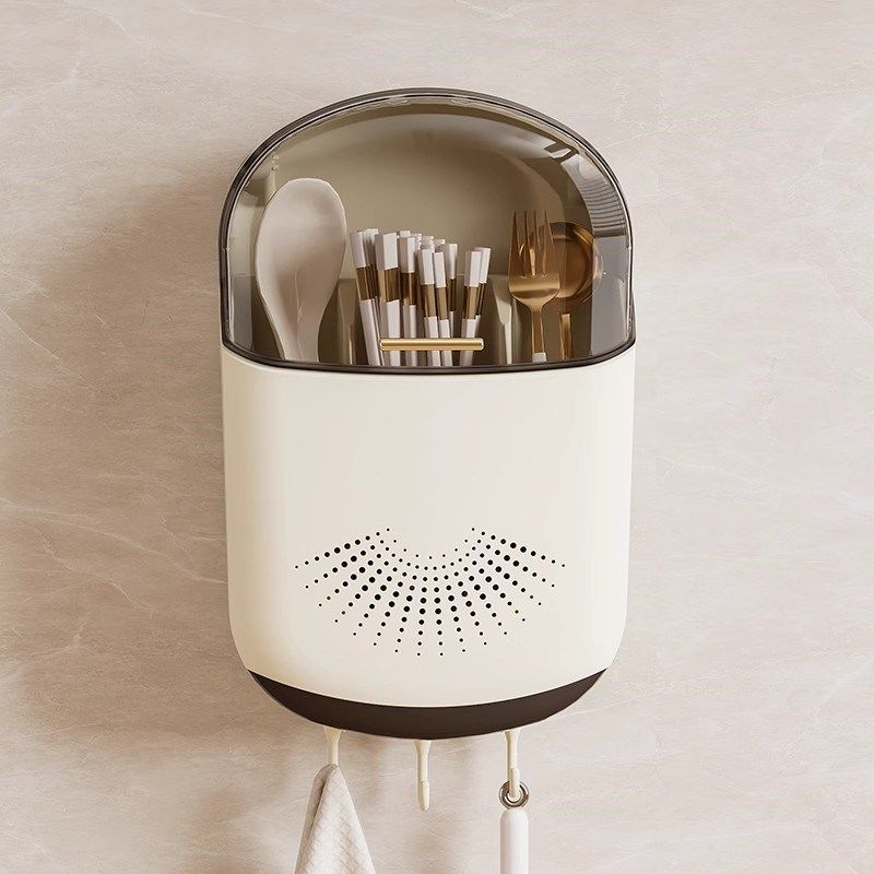 轻奢筷子筒置物架家用壁挂筷子篓厨房筷笼勺子防潮带盖沥水收纳盒