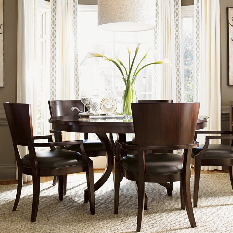 陆柒家居餐厅小户型美式乡村实木拼花1.2圆餐桌椅尺寸可定制