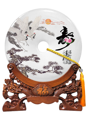 松鹤延年天然玉石摆件祝寿礼物老人实用大寿礼品送父亲寿山石装饰