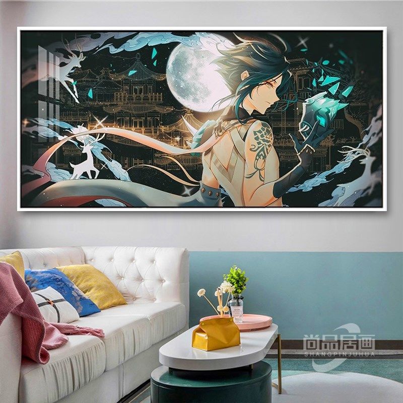 原神挂画游戏动漫二次元壁画草神散兵芙宁娜钟离魈卡通卧室装饰画