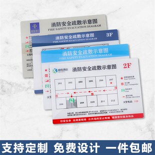 消防疏散示意图定制酒店安全指示图制作车间工厂平面图设计幼儿园